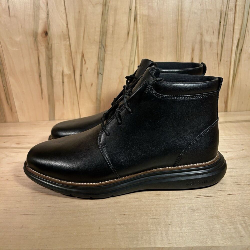 Cole Haan Grand+ Ultra CHK Men Leather Chukka Boots Size 9 Black C39933